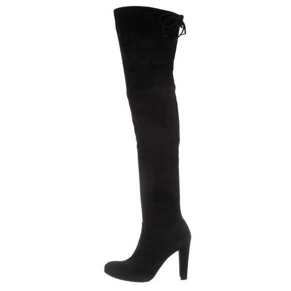 Stuart Weitzman Black Suede Over the Knee Thigh High Highland Boots EUC Size 6.5 - Picture 1 of 12
